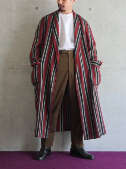 1940's USA Vintage MAY Co.
Stripes Wool Gown-coat
