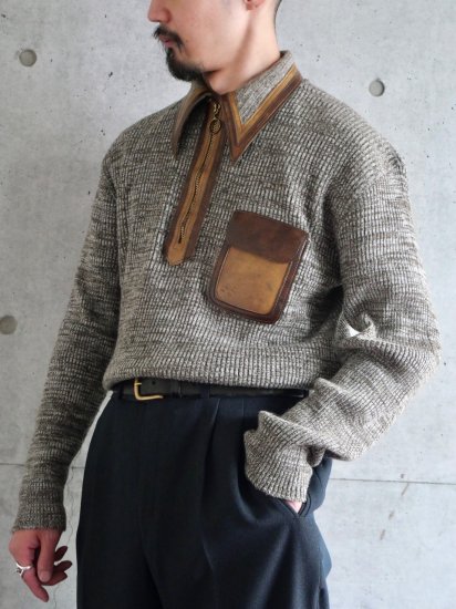 1960-70's Vintage Sportwear
Leather Patch Design Knit Shirt