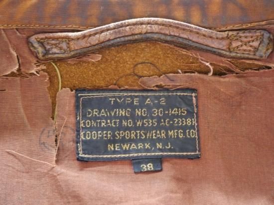 1942 s Vintage USAAF TypeA 2 Leather Flight Jacket Manufacturer Cooper Sportswear Vintage Archive