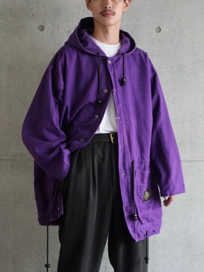 1980&#12316;90's Vintage EXHAUST
Purple Denim Cloth Hooded Coat