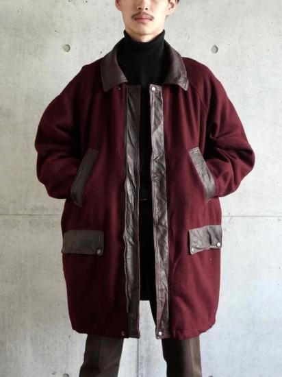 1980&#12316;90's UK Anonymous Vintage
BEAUFORT Type MeltonLeather Half-coat