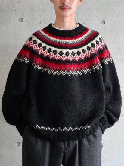 1990's Vintage J.CREW
Nordic Design Wool Knit Sweater BLACK
