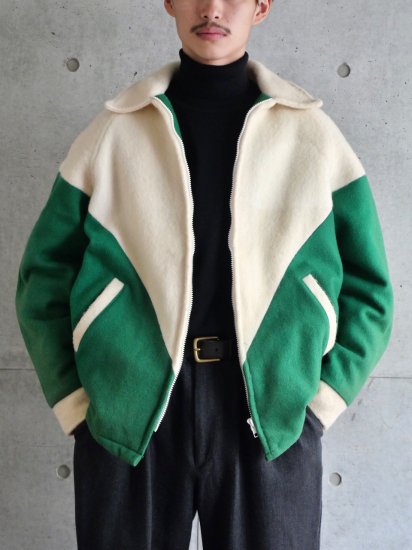 1960&#12316;70's Vintage Melton Sports Jacket
"GREEN&WHITE"