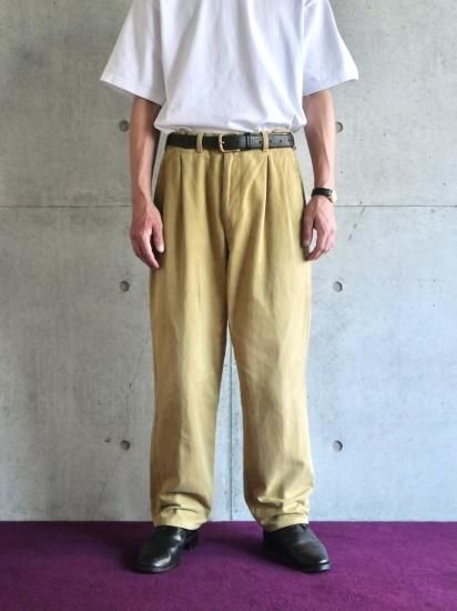 【正規品質保証】 Drill Cotton PARIS ENGLAND OLD 00's 2tucks Trousers Chino パンツ