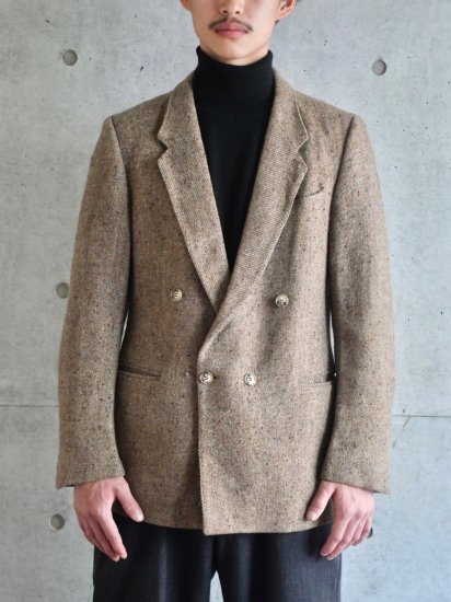 1980's Vintage Nep-tweed Cloth
Double Breasted Tailored Jacket