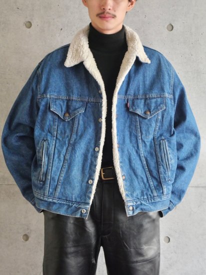 1980's Vintage Levi's Denim&Boa Trucker Jacket / size US48