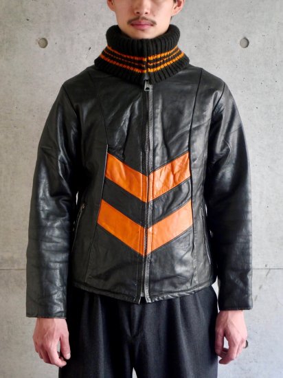 1960's UKorCA Vintage
Switched Leather & Knit-neck Jacket