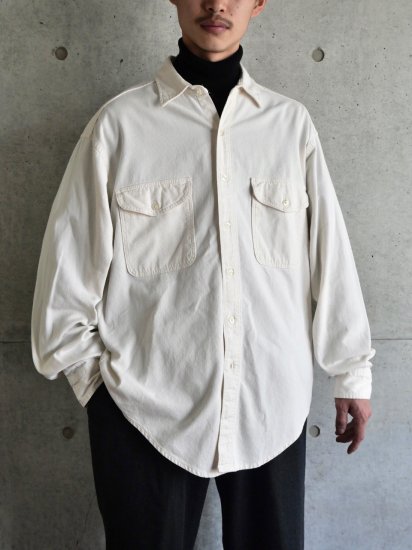 1990's Vintage L.L.Bean Cotton Pique Shirt White Made in U.S.A