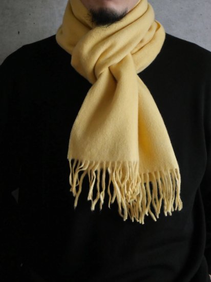90's Vintage 100% Cashmere Muffler 
Yellow / Made in Germany