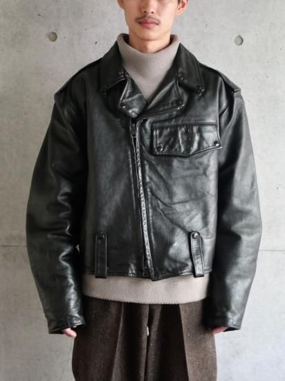 1960&#12316;70's USA Policeman Vintage
Leather Riders Jacket "48(XXL)"