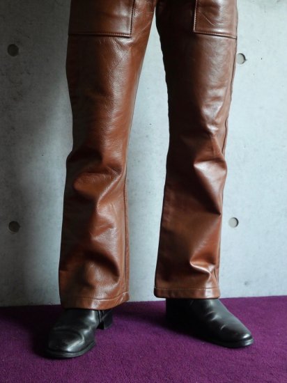 1970's Vintage BATES Leather Pants BROWN w.30 - Vintage