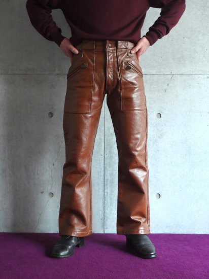 1970's Vintage BATES Leather Pants BROWN w.30