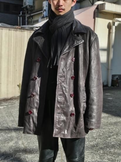 1990's Vintage All Leather Pea-Coat