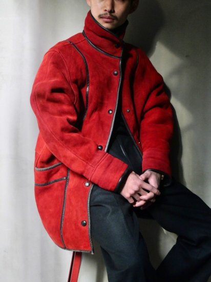 French Vintage Mouton Jacket RED