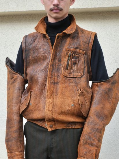 1980&#12316;90's UK Vintage Aviator Leather Jacket (µ곰ǽ)