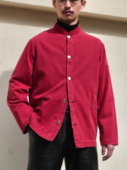 1960&#12316;70's Italian Military Vintage
Red / Black Stripes Chef Jacket 