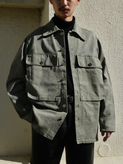 "2pockets Front"
1990's Europe Vintage Workers Jacket OLIVE
