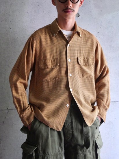 1950~60's Vintage Rayon Check Shirt "開襟B.D."