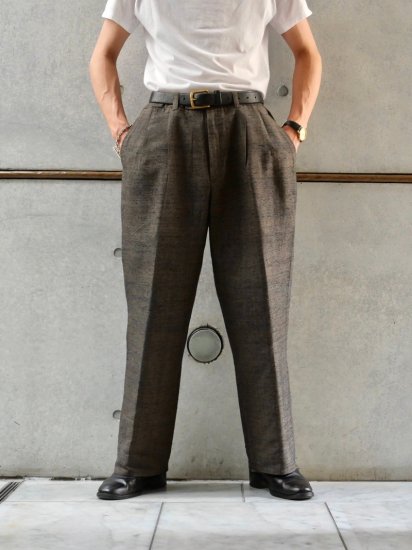 1980's vintage LinenSilk 2tucks Trousers