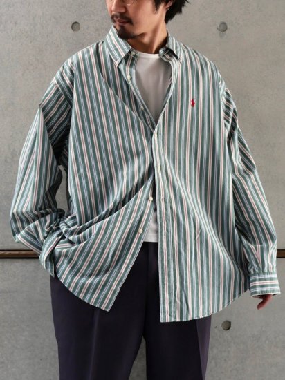 1990's RalphLauren Stripe Oxford  Shirt