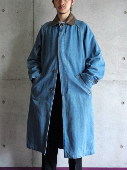 1990s Vintage Denim Balmacaan Coat