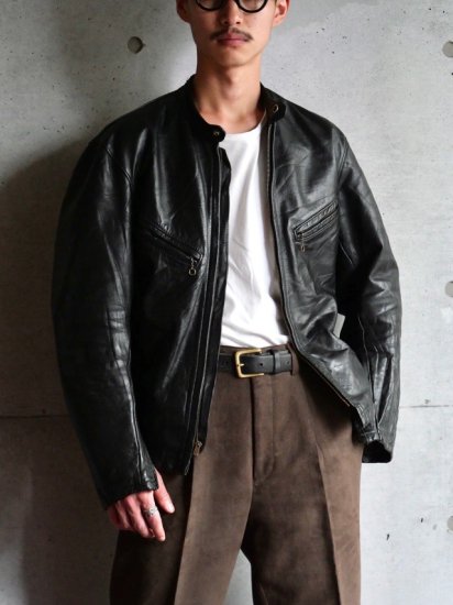 1960s Vintage BATES Leather Riders Jacket BLACK