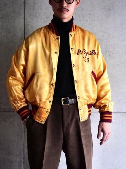 1959's Vintage Yellow Satin Blouson