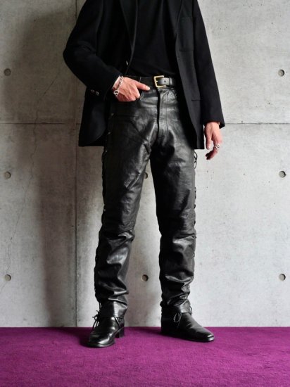 1990's Vintage Side Lace Leather Riders Pants