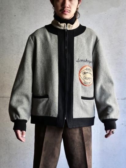 1960's Vintage Wool Award Jacket Black & Gray