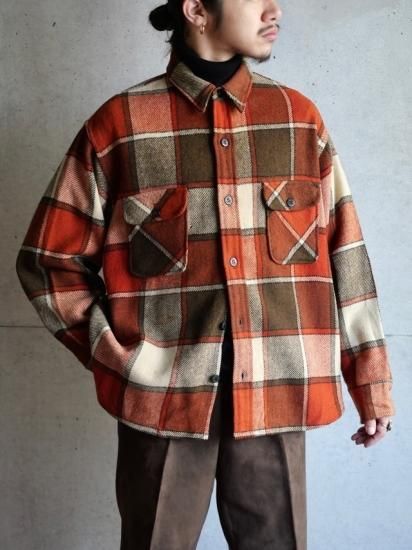 1960~70's Vintage BRENT Wool CPO Check Jacket Orange & Olive 1960~70's Vintage BRENT Wool CPO Check Jacket Orange & Olive