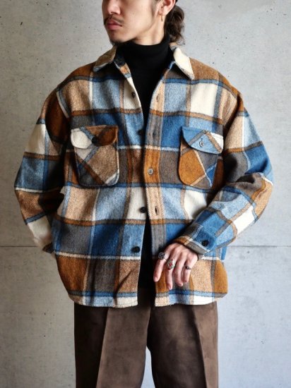 1960~70's Vintage BRENT Wool CPO Check Jacket
Blue & Brown & Off-White