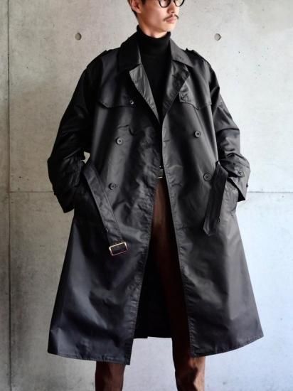 DEADSTOCK 1990's Vintage Italian "Carabinieri" Waterproof  Nylon TrenchCoat BLACK