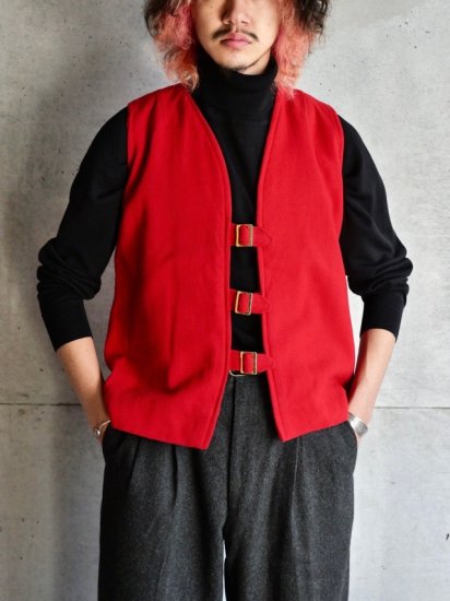1980's Vintage Belted Wool Vest RED