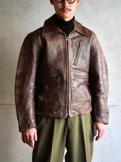 1940~50's Vintage Horsehide Sports Jacket, Chain-zip Pockets