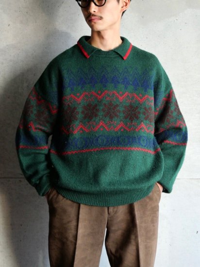 1980's Vintage Collared Wool Knit Sweater