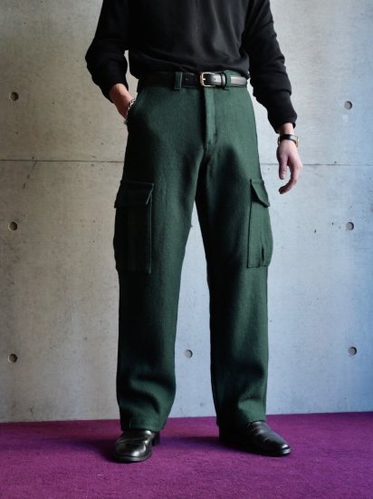 1990~00's Vintage Green Melton Wool Cargo Trousers