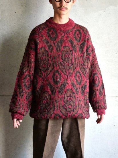 1980's Vintage Alpaca&Wool Knit Sweater エキゾチックな花柄