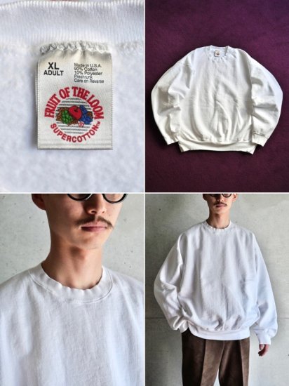 WHITE / size XLDEADSTOCK 1990's Vintage Fruit of the Loom , Heavy Sweat Shirt