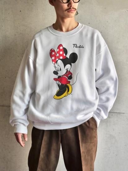 1990's Vintage White Sweat Shirt "Minnie Mouse"