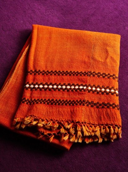 ~1950's Vintage Wool Rag (Orange / Brown / Ecru)