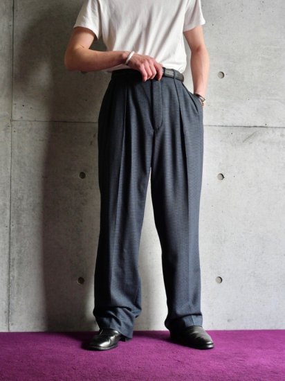 ~1990's Vintage LANDS'END
Houndstoos Cloth 2tuck Trousers
Made in USA.
