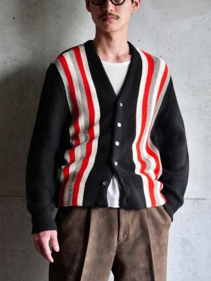 1960's Vintage Stripes Knit Cardigan BLACK