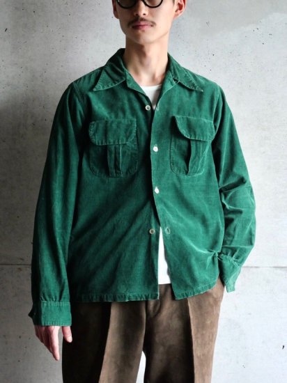 1940's Vintage Pilgrim
Corduroy Shirt "FOREST GREEN"