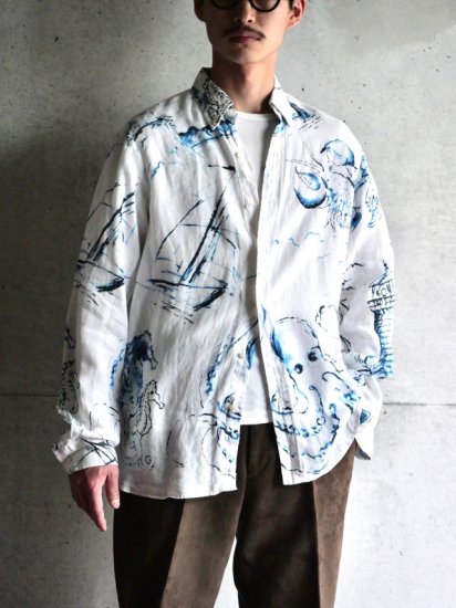 Late2010's~ RalphLauren
100% Linen Shirt "SEA PARADISE"