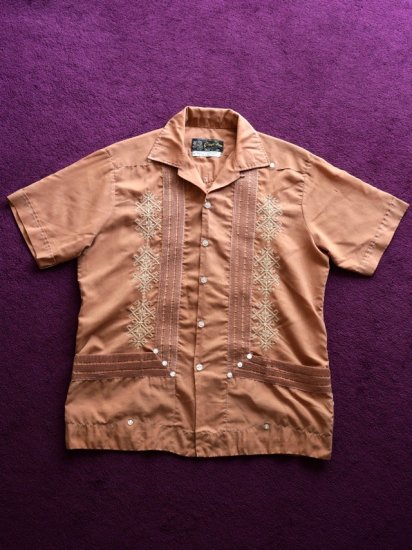 1970's Vintage Guayabera Shirt TERRACOTTA