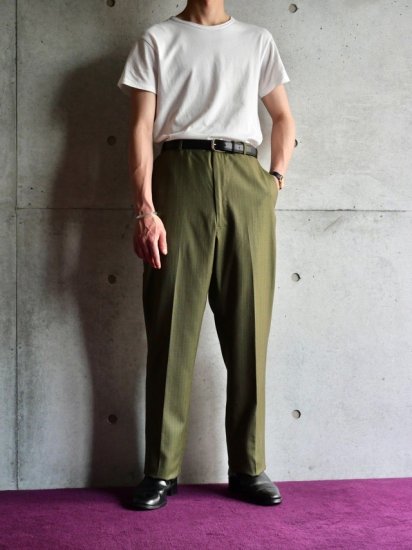1960~70's Vintage Stripes Trousers
"GREEN & BROWN & SKY BLUE"