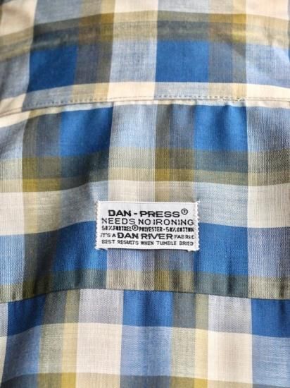 1960~70's Vintage DAN RIVER Open-collar Check Shirt