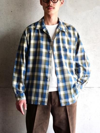1960~70's Vintage DAN RIVER Open-collar Check Shirt
