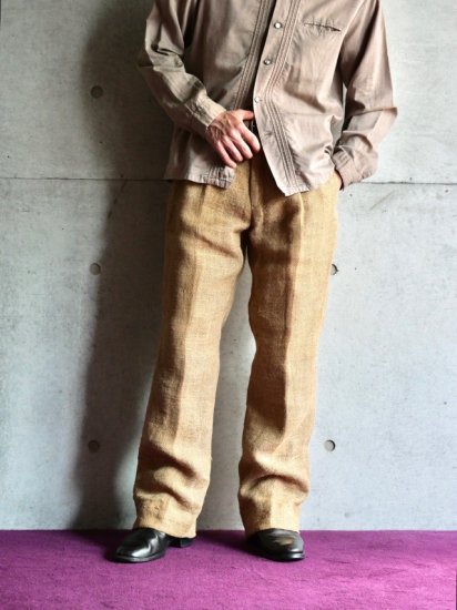 1970~80's Vintage Linen-Sack Cloth Trousers 