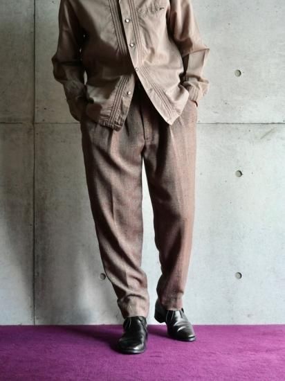 1980's Vintage Summer-Tweed 3tucks Trousers